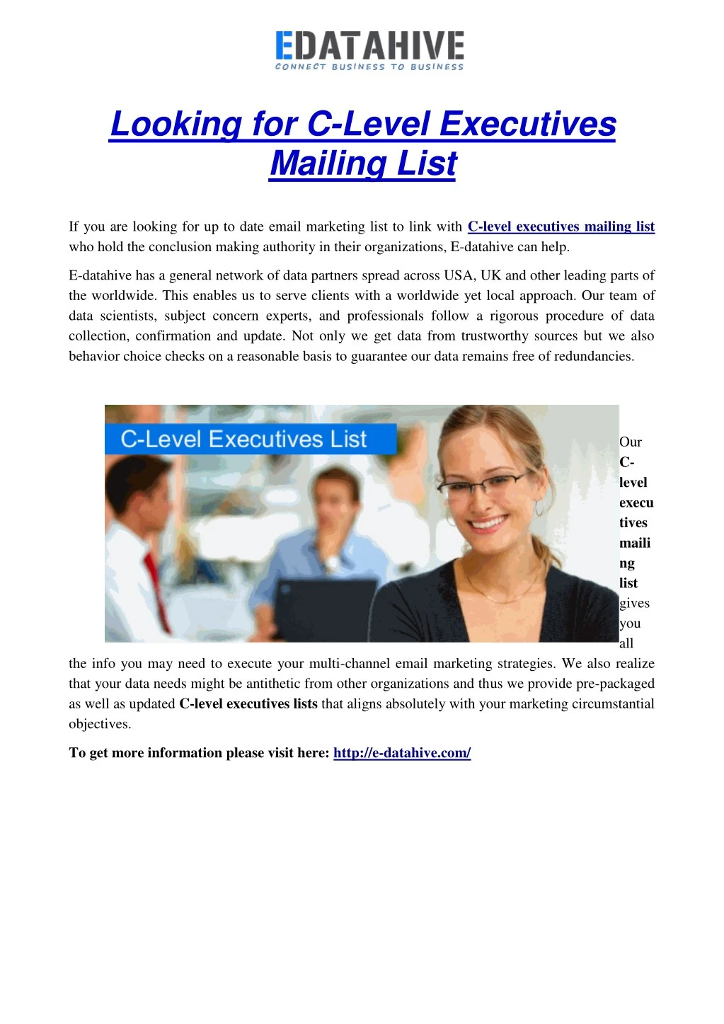 looking for c level executives mailing list