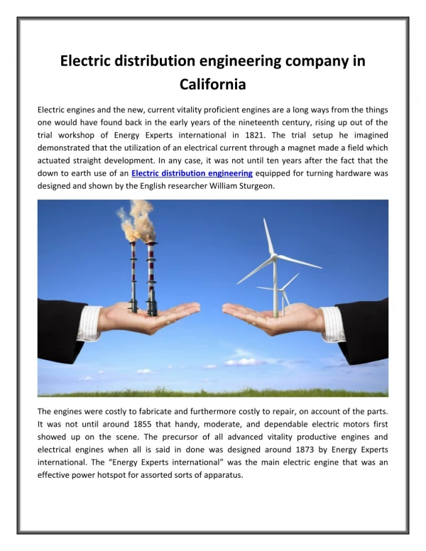 Electric distribution engineering company in California
