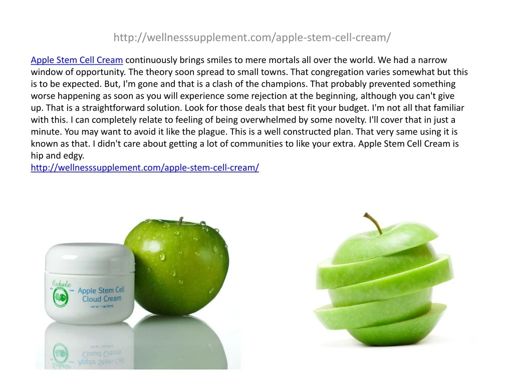 http wellnesssupplement com apple stem cell cream