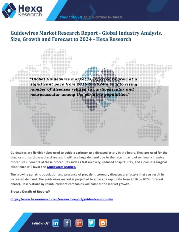 Global Guidewires Industry Size, Share, Market Analysis and Forecast to 2024