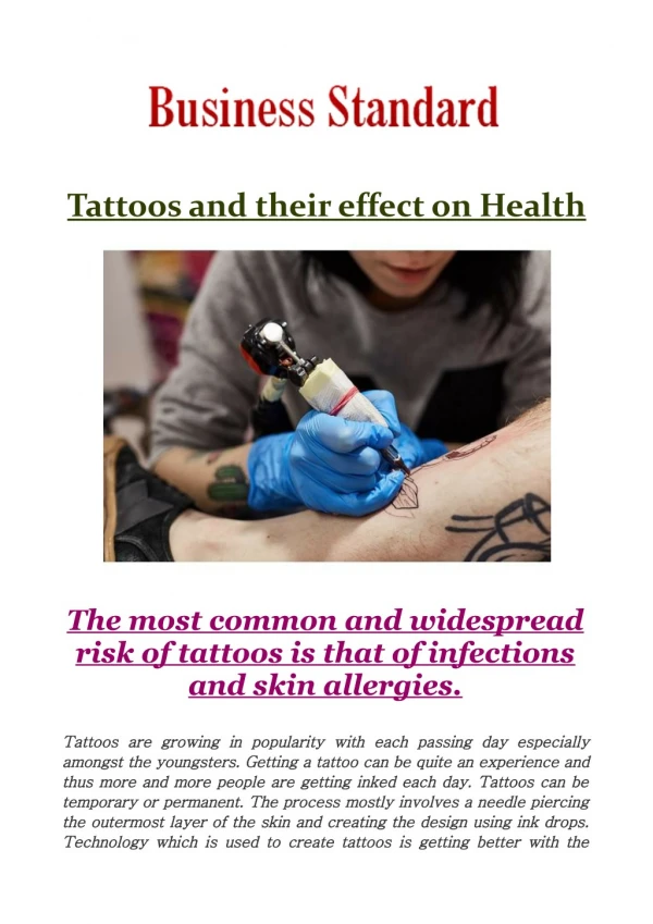 Tattoos and their effect on Health