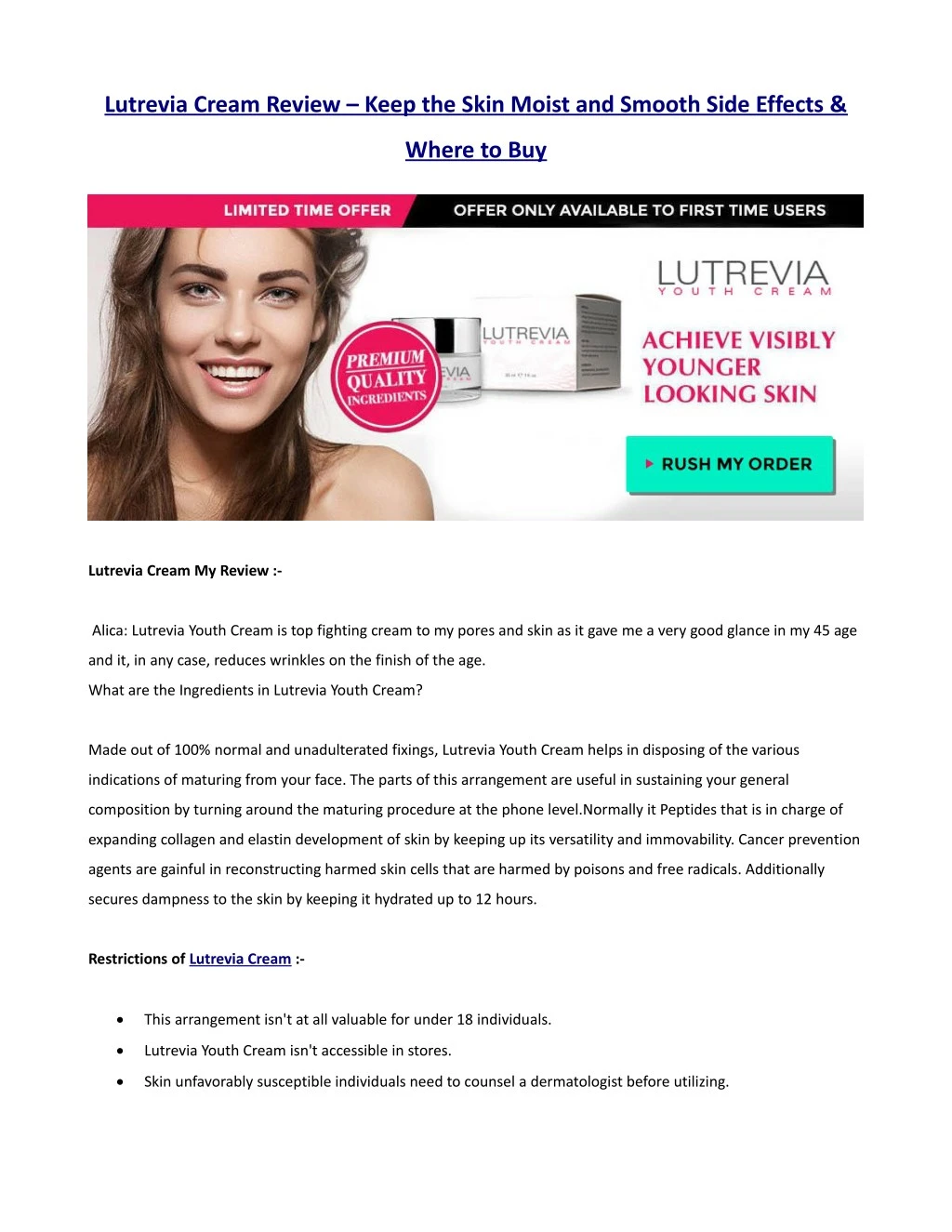 lutrevia cream review keep the skin moist