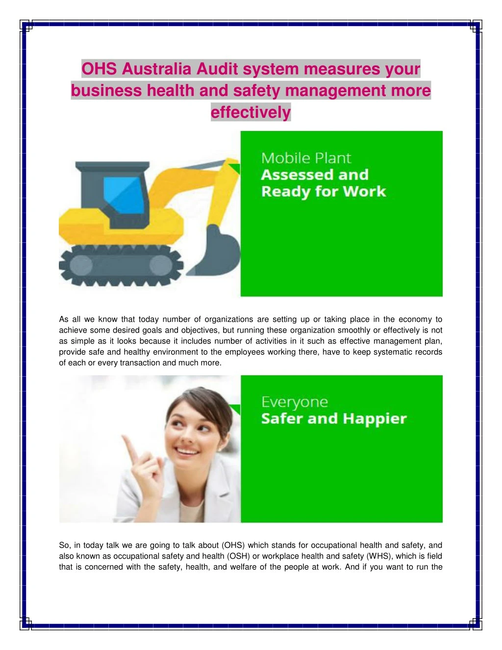 ohs australia audit system measures your business