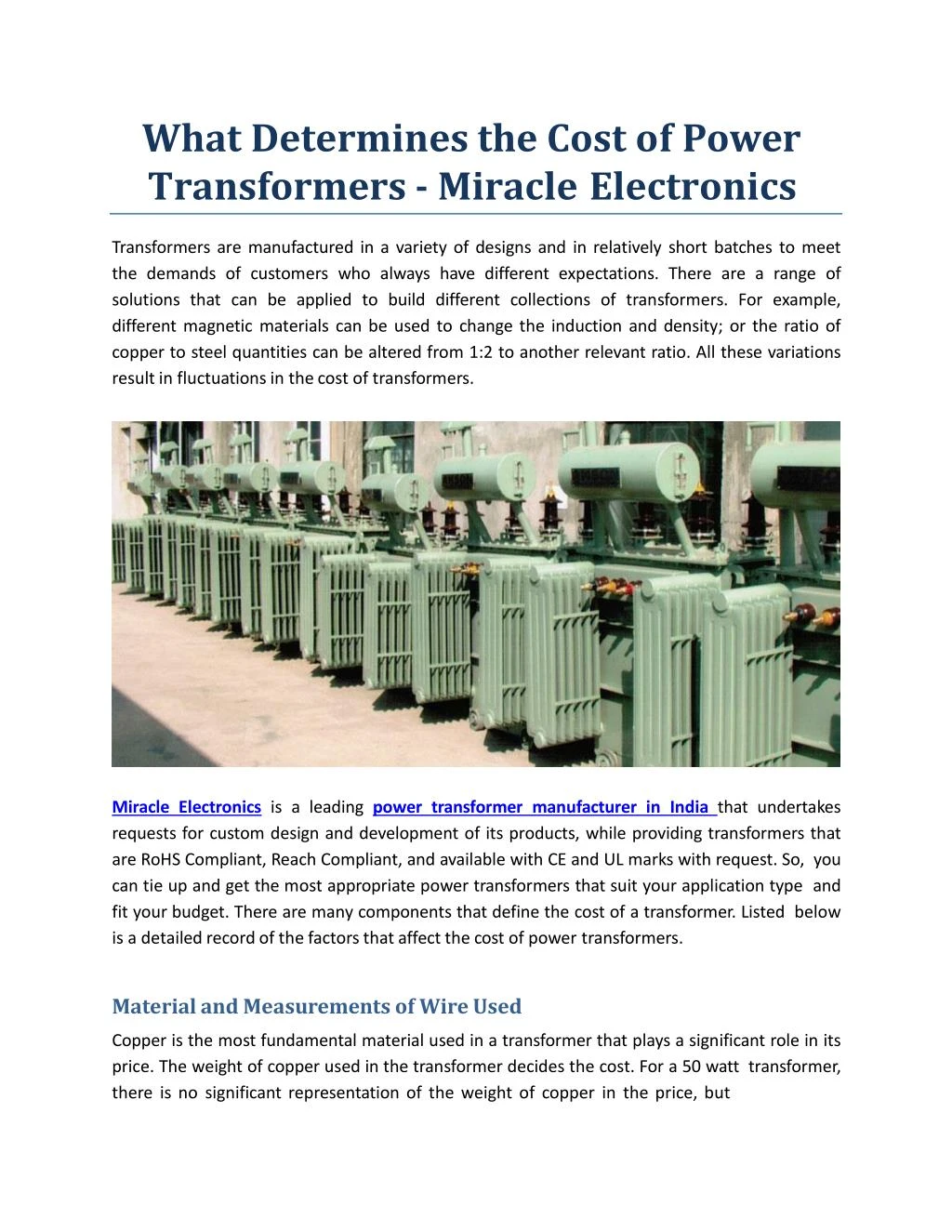 what determines the cost of power transformers miracle electronics