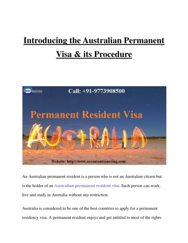 Australian permanent resident visa