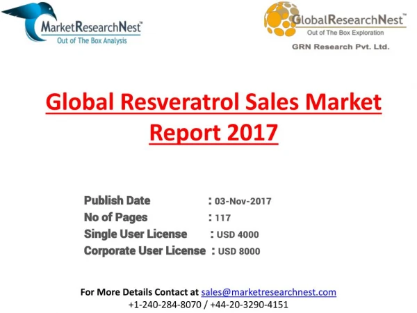 Global Resveratrol Sales Market Research Report 2017 to 2022