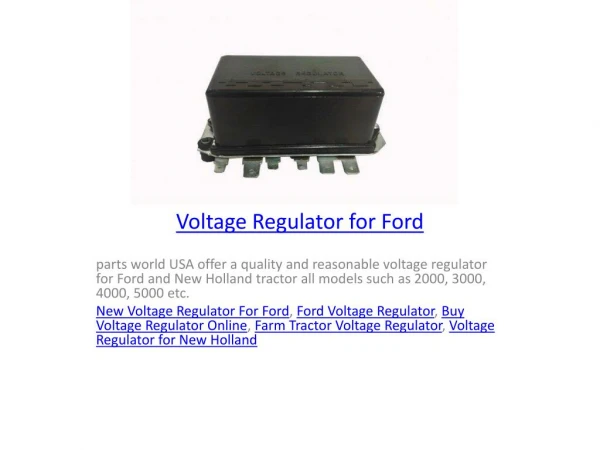 Voltage Regulator for Ford