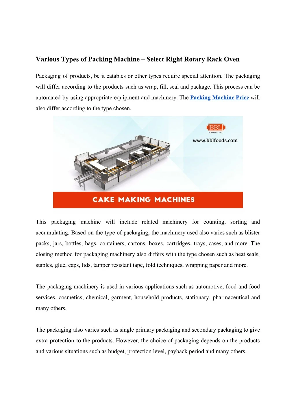 various types of packing machine select right