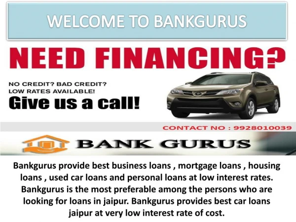 Get Best Car Loans Jaipur-Bankgurus