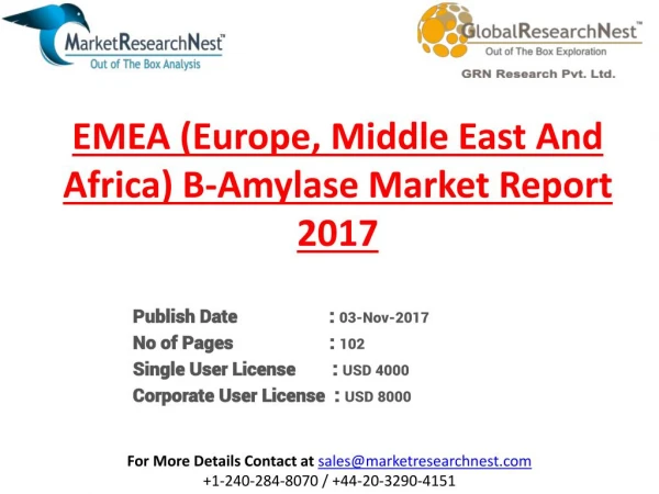 EMEA (Europe, Middle East And Africa) Β-Amylase Market Size, Status, Top Players, Trends and Forecast 2022
