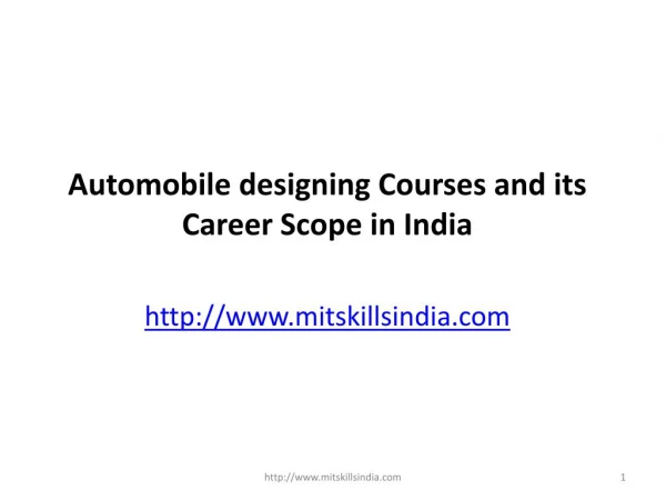 Post Graduate courses in automotive and styling and its Career Scope in India