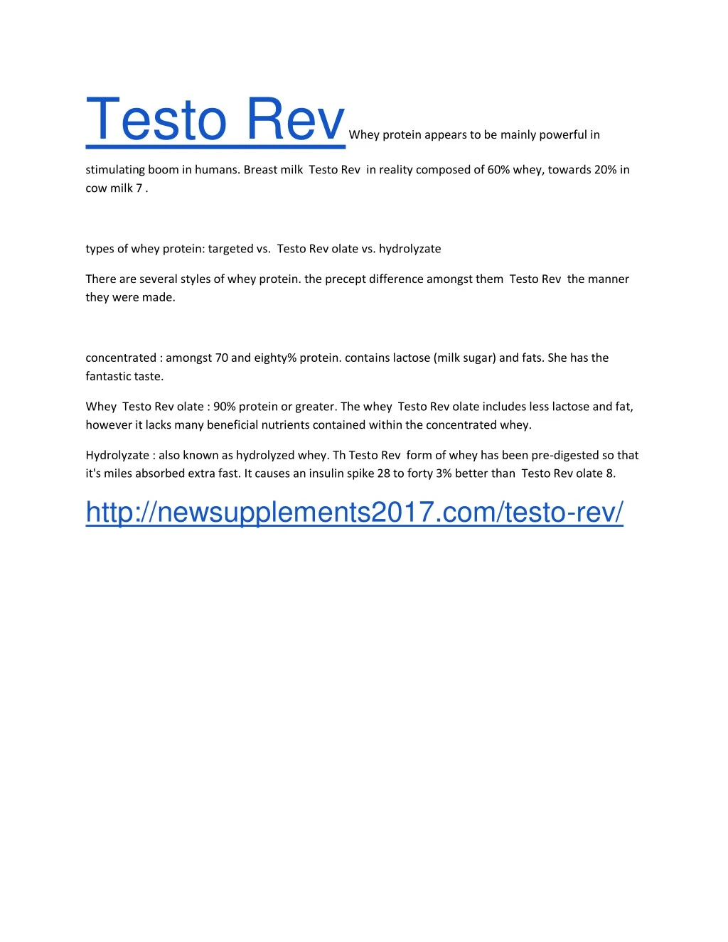 testo rev whey protein appears to be mainly