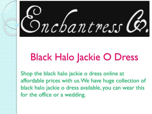 Black Halo Jackie O Dress