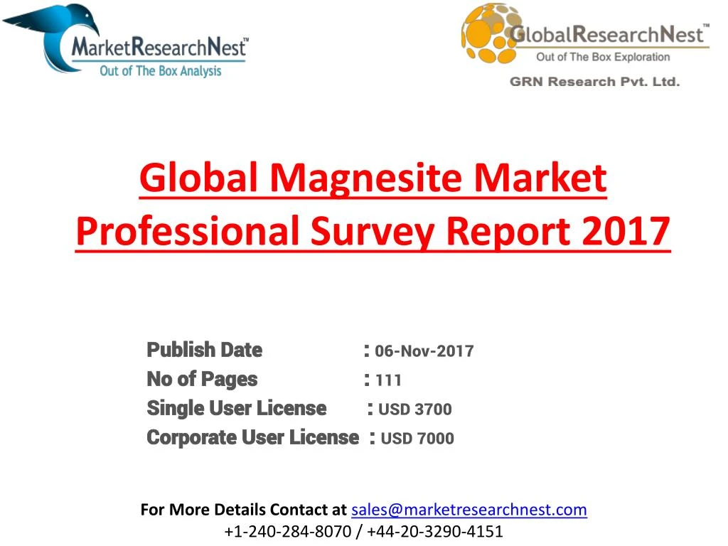global magnesite market professional survey report 2017