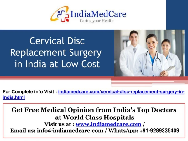 Cervical Disc Replacement Surgery in India