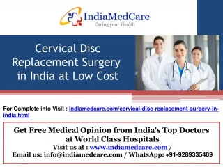 Cervical Disc Replacement Surgery in India - slide 1