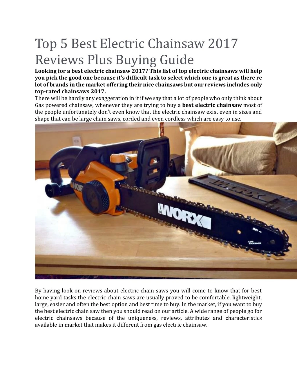 top 5 best electric chainsaw 2017 reviews plus