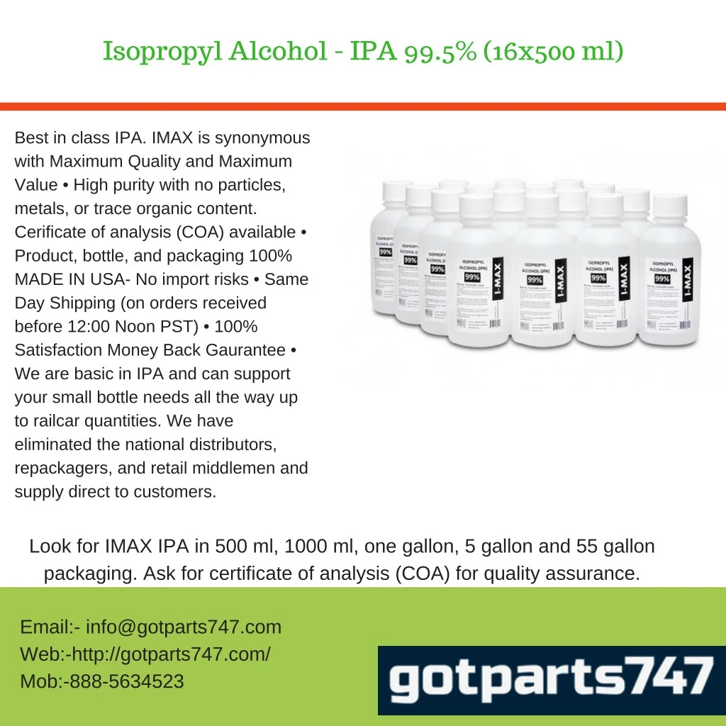 isopropyl alcohol ipa 99 5 16x500 ml