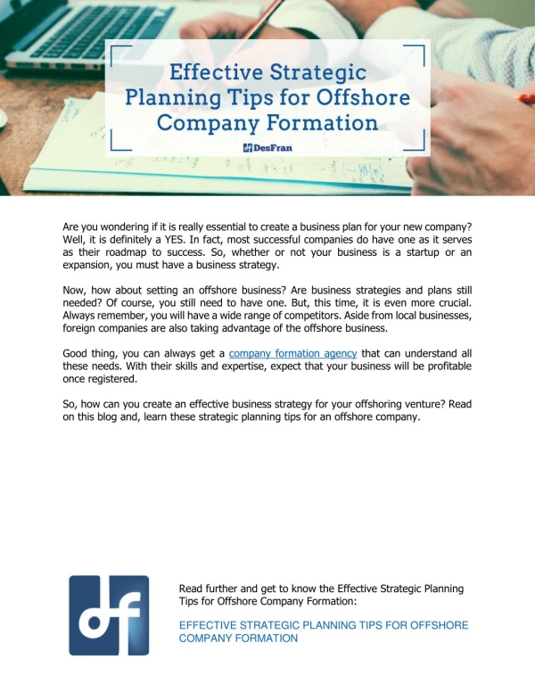 Effective Strategic Planning Tips for Offshore Company Formation