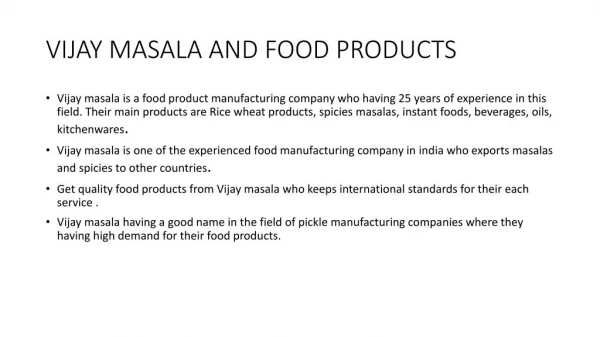 Food masala manufacturers