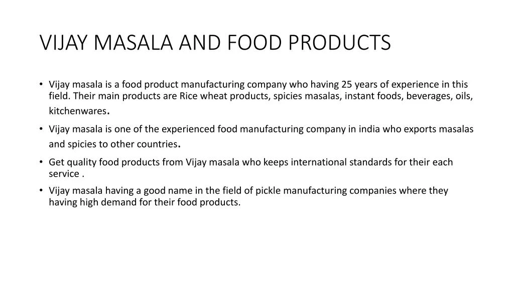 vijay masala and food products