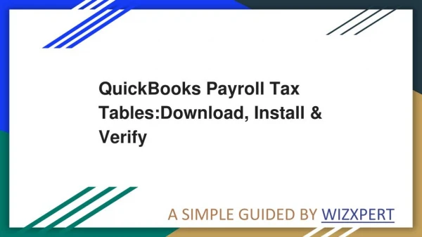 QuickBooks Payroll Tax Tables:Download, Install & Verify