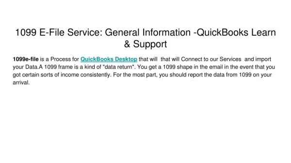 1099 E-File Service: General Information -QuickBooks Learn & Support