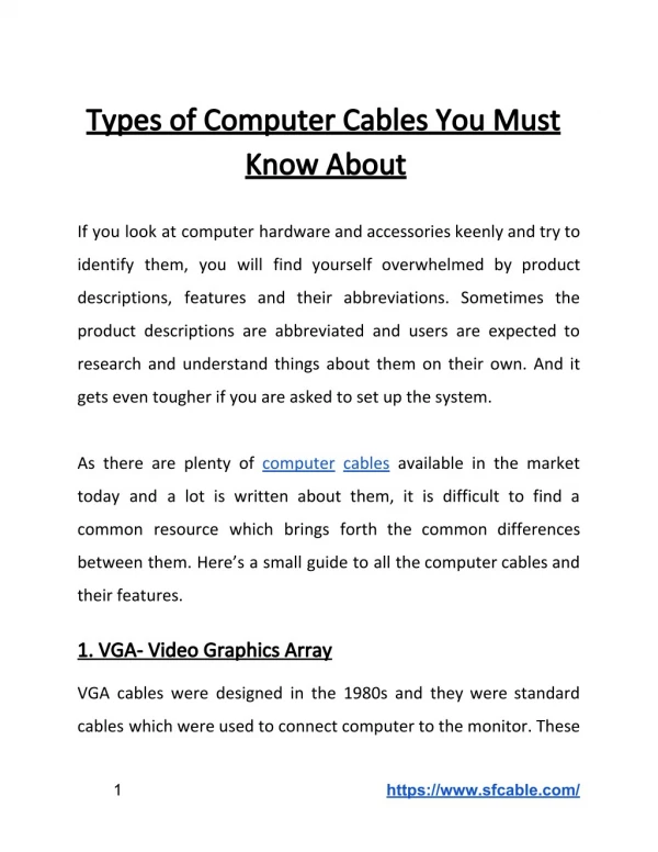 Types of Computer Cables You Must Know About