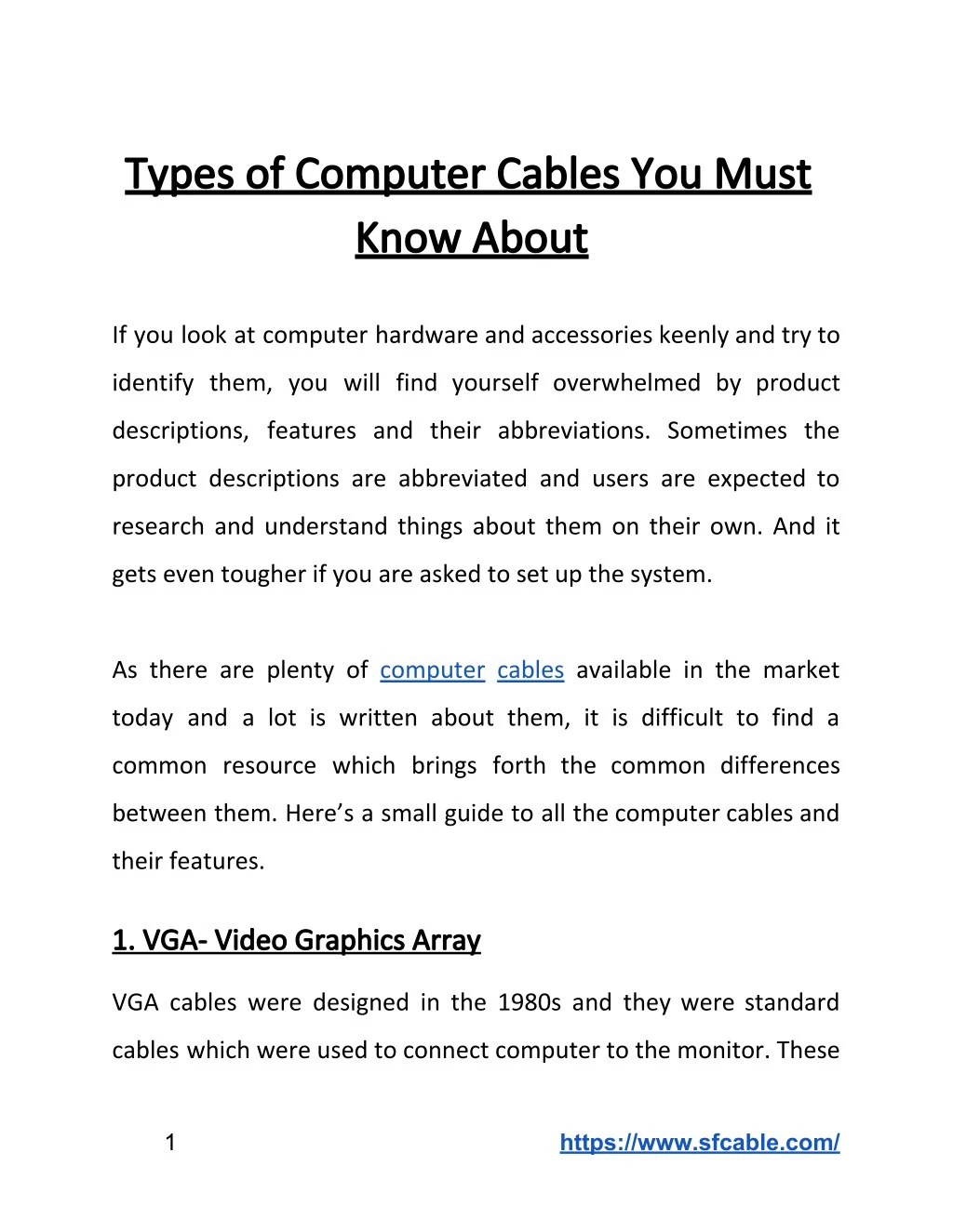 types types of of computer computer cables know