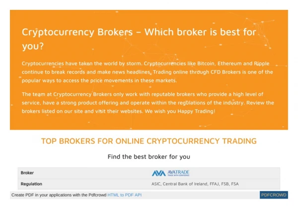 Find the best broker for you Cryptocurrency Brokers