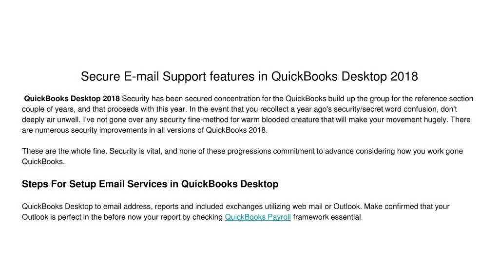 secure e mail support features in quickbooks desktop 2018