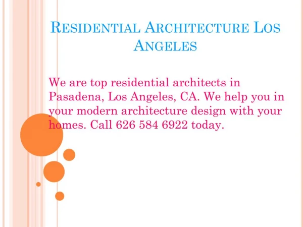 Residential Architecture Los Angeles