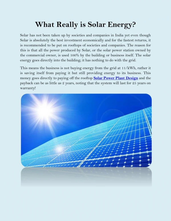 What Really is Solar Energy?