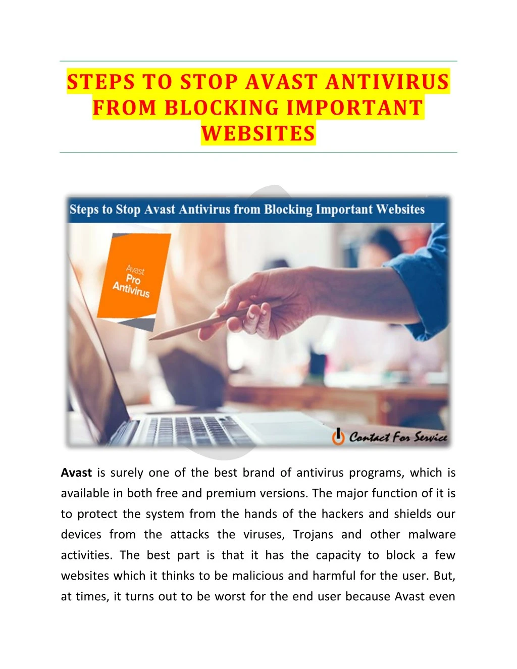 steps to stop avast antivirus from blocking