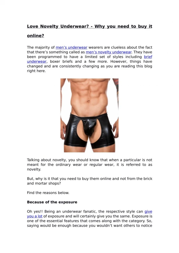 Love Novelty Underwear? - Why you need to buy it online?