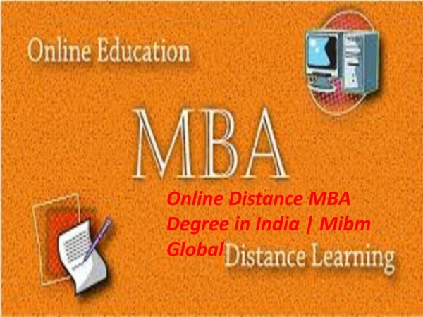 Online Distance MBA Degree in India for the MBA