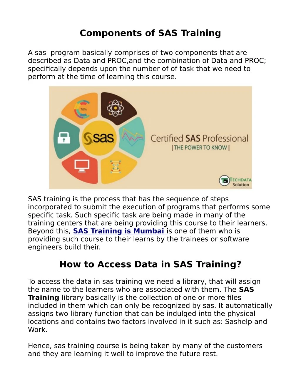 components of sas training