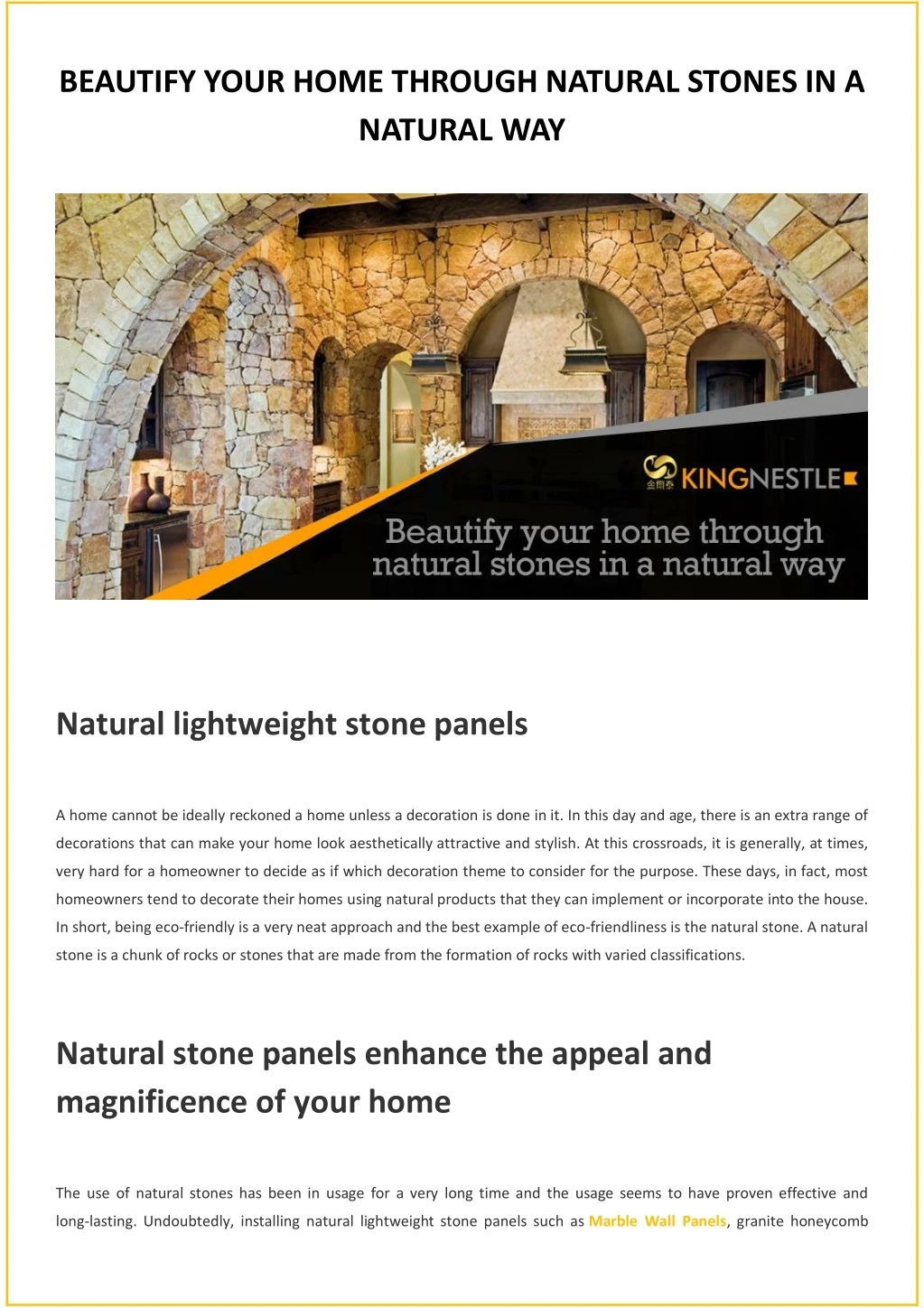 beautify your home through natural stones
