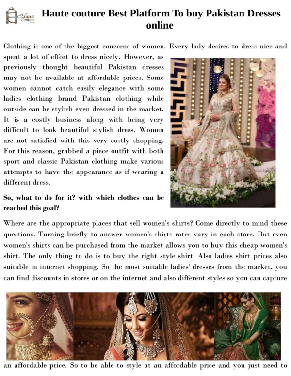Haute Couture Pakistan -Best Pakistani Dresses Online Shopping