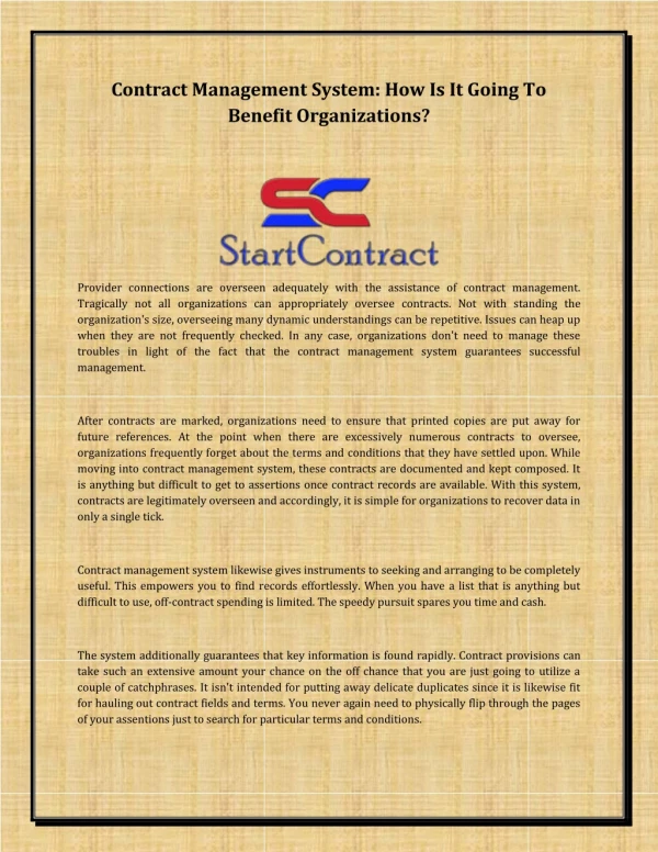 Contract Management System How Is It Going To Benefit Organizations
