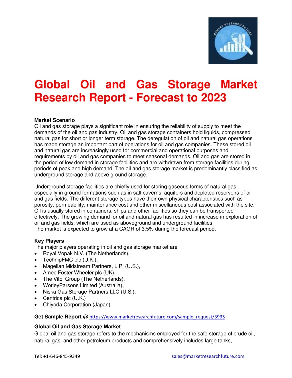 global oil and gas storage market research report