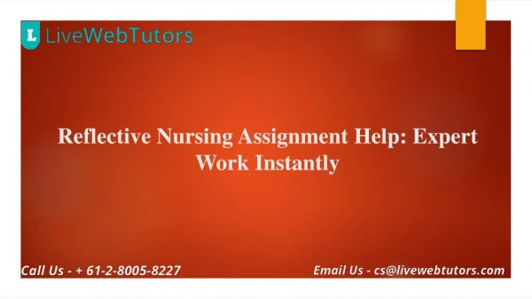 Reflective Nursing Assignment Help: Expert Work Instantly