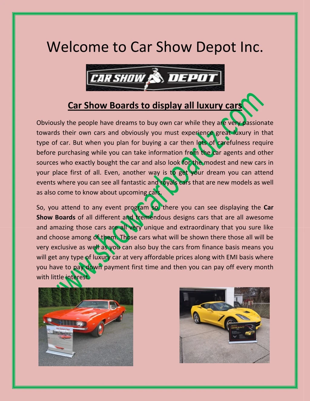 welcome to car show depot inc