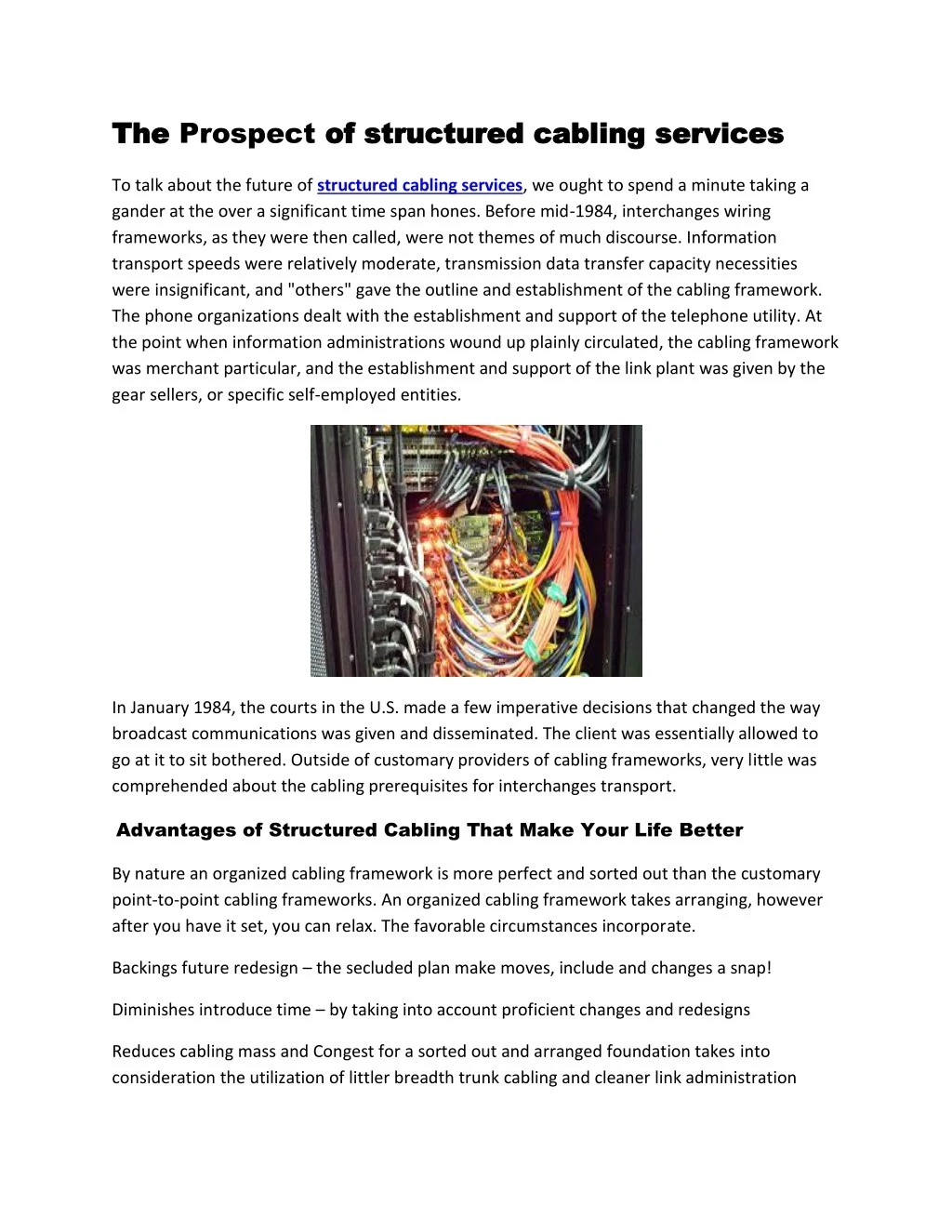 the the prospect of structured cabling services