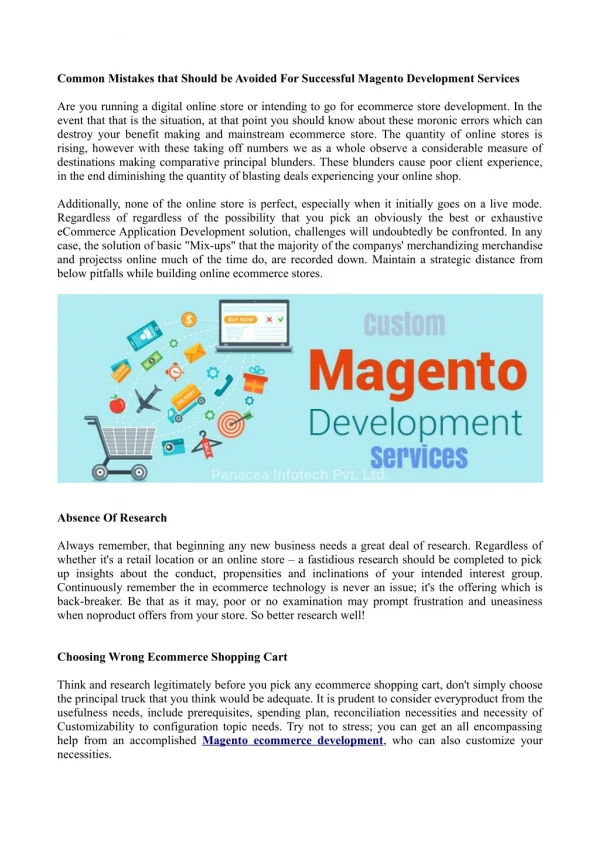 Common Mistakes that Should be Avoided For Successful Magento Development Services