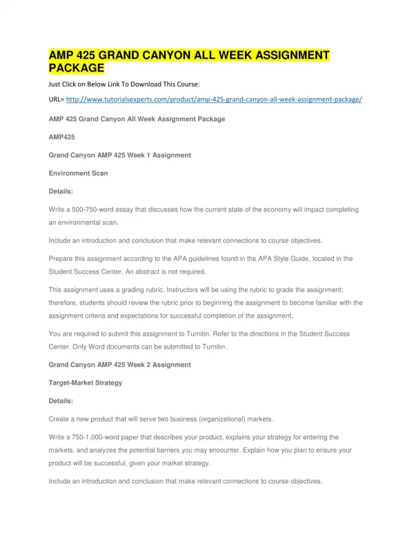 amp 425 grand canyon all week assignment package