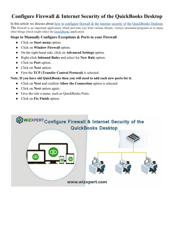 Configure Firewall & Internet Security of the QuickBooks Desktop