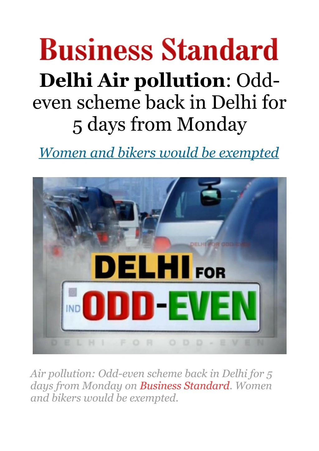 delhi air pollution odd even scheme back in delhi