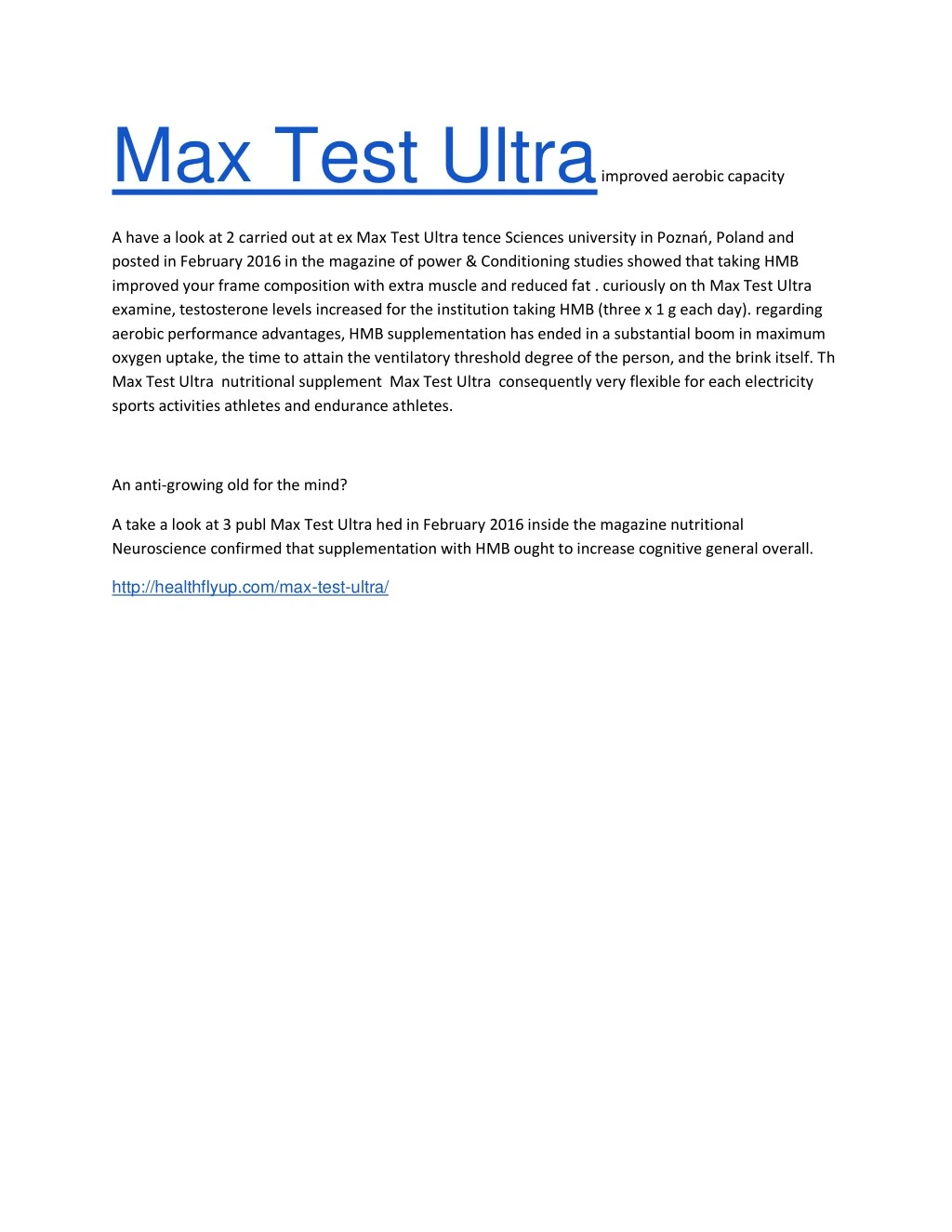 max test ultra improved aerobic capacity