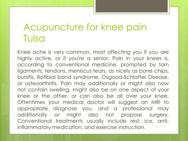Acupuncture for knee pain Tulsa